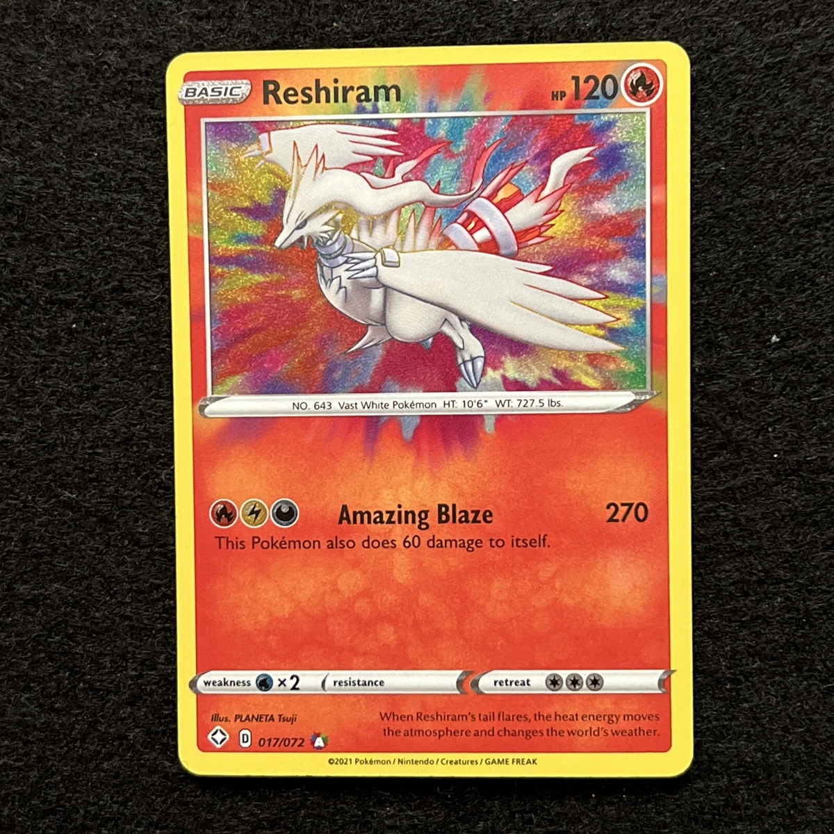 Reshiram - 017/072 Shining Fates AMAZING RARE Pokemon - NM/MINT