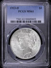 1923-D $1 Peace Silver Dollar PCGS MS 61 | Uncirculated UNC