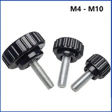 Black Round Plastic Thumb Screw Hand Knob Bolt Round Knurled Thumb Screws M4-M10