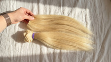 20" Platinum Blonde 613 100 Human Hair Weft Extensions Straight Machine Made