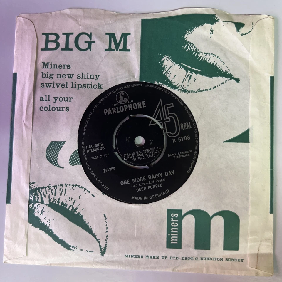 Deep Purple Hush! / One More Rainy Day 7” Vinyl Single 1968 UK 45 VG+ - Image 3 of 4