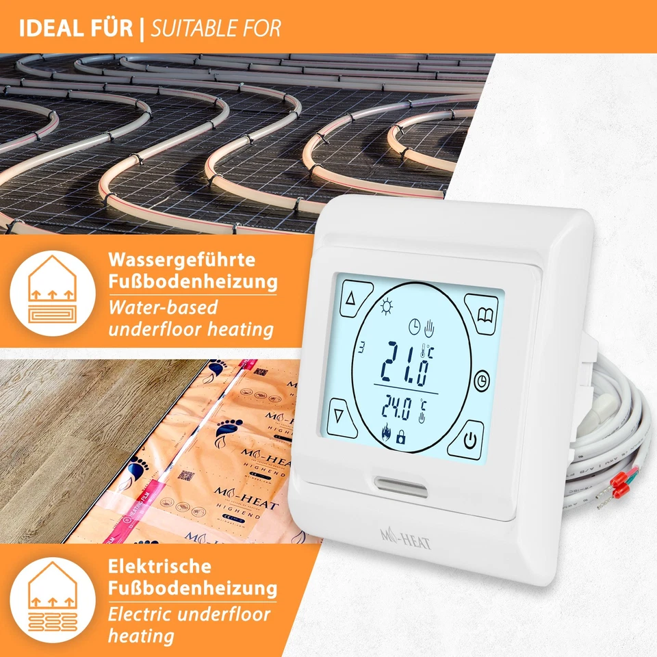 Aufputz Digital Thermostat Fußbodenthermostat Heizungsthermostat Heizungsregler - Bild 4 von 4