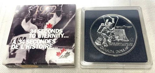 1997, Canada, Silver Dollar "34 Seconds To Eternity" BU, Brilliant, Encapsulated