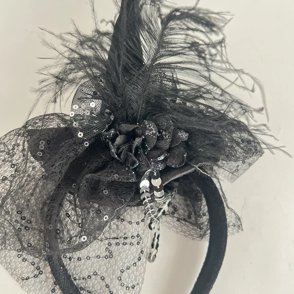 Halloween Witch Hat Headband Cute Witch Feathers Fascinator Halloween - Image 2 of 4
