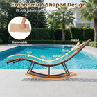 Outdoor Rocking Chaise Lounge Acacia Wood Patio Sun Lounger with Headrest