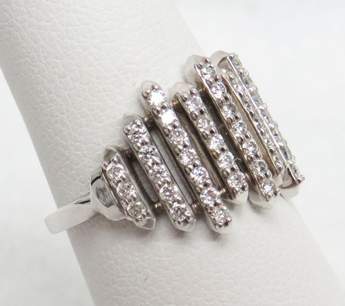 VINTAGE 14K WHITE GOLD & 1ct MULTI-DIAMOND BAND SIZE 6.5 - Picture 3 of 6