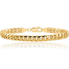 Bracciale catena maglia cubana Miami oro giallo massiccio 10 carati oro giallo dorato 4,3 mm