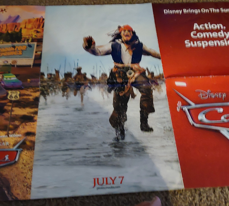 SUPER LARGE POSTER ADVERTISINJG COMIUNG MOVIES CARS & PIRATES OF THE CARRIBEAN