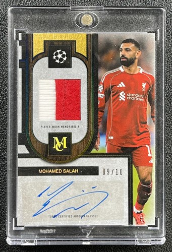 Mohamed Salah 2025-26 Topps Museum Coll UCC PATCH RELIC AUTO BLACK DIAMOND 9/10