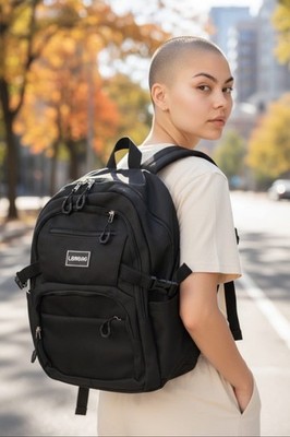 Unisex Jungen & Mädchen Rucksack Sporttasche College Uni Laptop in Schwarz