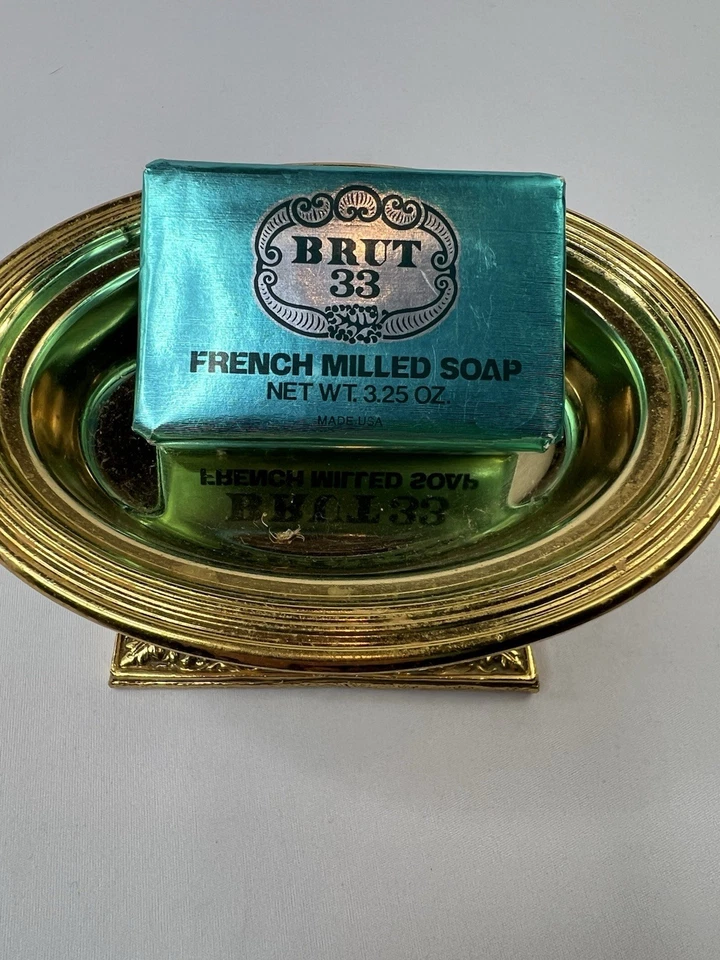 Barra de jabón fresada francesa Fabergé BRUT 33 de colección 3,25 OZ sellada decoración de baño Foto 4 de 4