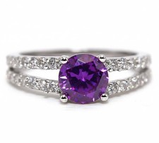 1CT Amethyst  Topaz 925 Solid Genuine Sterling Silver Ring Jewelry Sz 6