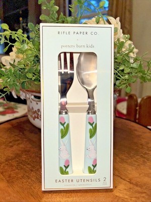 Pottery Barn Holiday Easter Floral Utensil Party School NEW Gift Set bunny 1