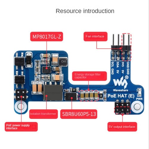 PoE HAT(E) für Ethernet Über Expansion Board für 3B+/4B für IEEE 802.3A7719 - Photo 4/7