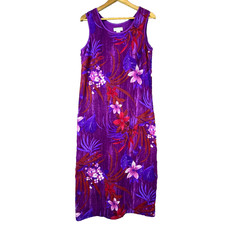 Draper's & Damon's Shift Dress Womens Medium Petite Purple Floral Hawaiian