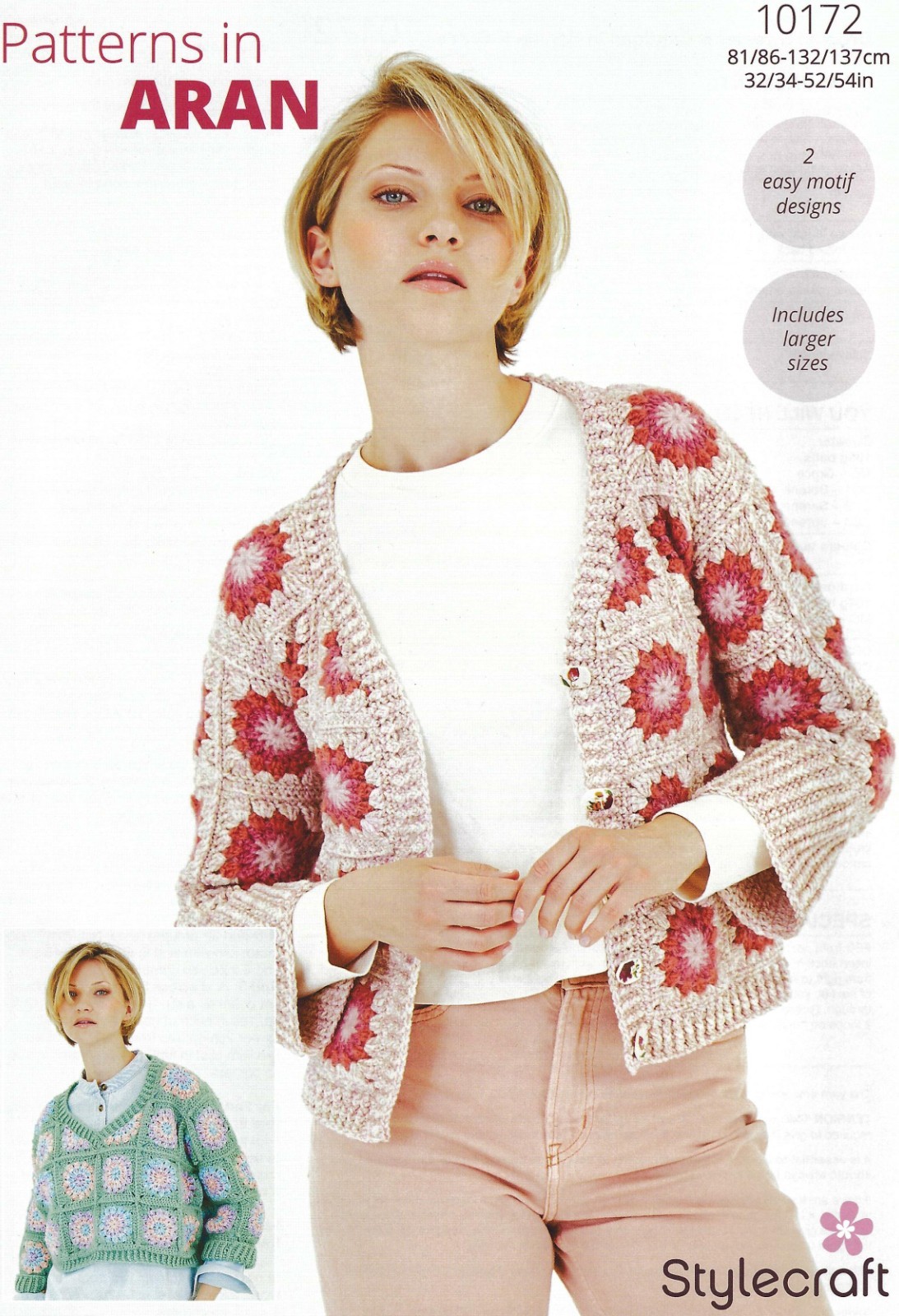 Stylecraft Aran Crochet Pattern - 10172 Sweater & Cardigan (2 Crochet Designs)