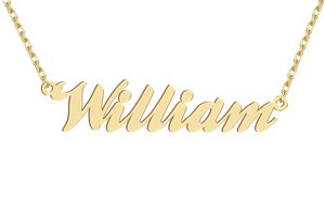 Authentic Dancing Wolf 18k Gold Plated William Name Necklace Nameplate Nec