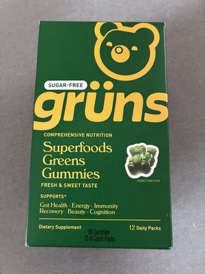 Gruns Superfood Greens Gummies Pkts 10 (partial) Idv Sealed Open Box Vitamin