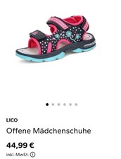 Lico Blinky Sandalen Mädchen Blinkschuhe Klett Trekking Leder Fußbett Blau 27