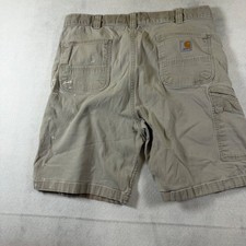 Carhartt Relaxed Fit Canvas Cargo Shorts Tan Khaki Distressed Mens 38 Workwear