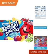 Jammers Tropical Punch Flavored Drink - 60 fl oz, 10 Easy-Open Pouches for Kids