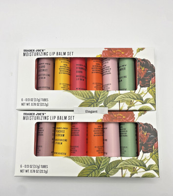 2 Pack Trader Joe's Moisturizing Lip Balm Set 6 Assorted Flavors Boxed Limited