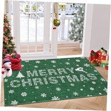 Christmas Snowflake Area Rug Green 2'x3' Rug Washable Non Slip for Entryway