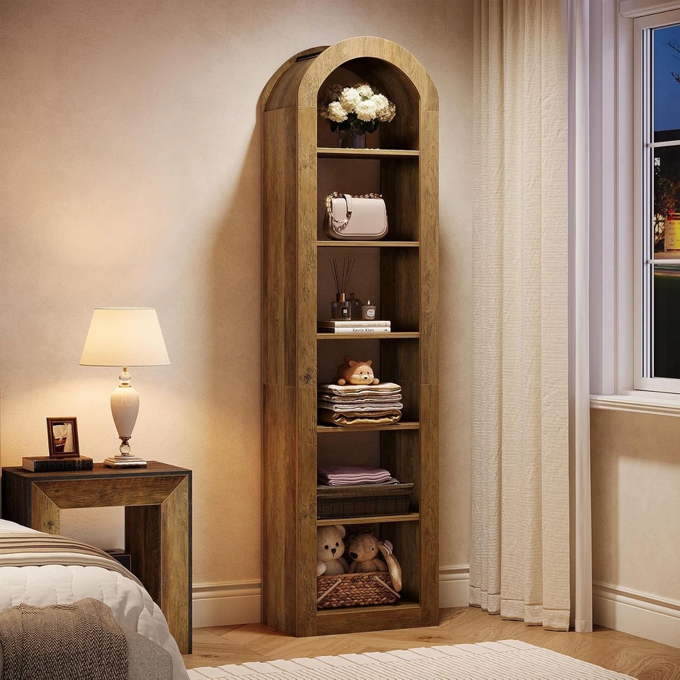 Estantería arqueada de 74,8" de alto, estantería abierta estrecha de 6 niveles estantes de pie Foto 2 de 4