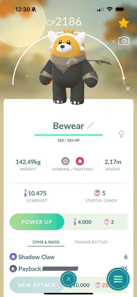 Shiny Bewear wear a wilderness cape - Tr-de 20k stardust