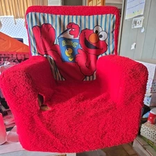 Vintage Elmo Red Plush Foam Chair Kids Furniture Henson Sesame Street Playroom