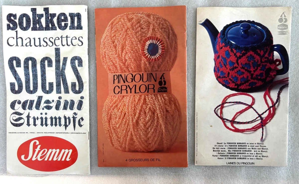 Revistas de tejer 3 MON TRICOT Laines du Pingouin No. 50, 58, 62 holandés 1961-65