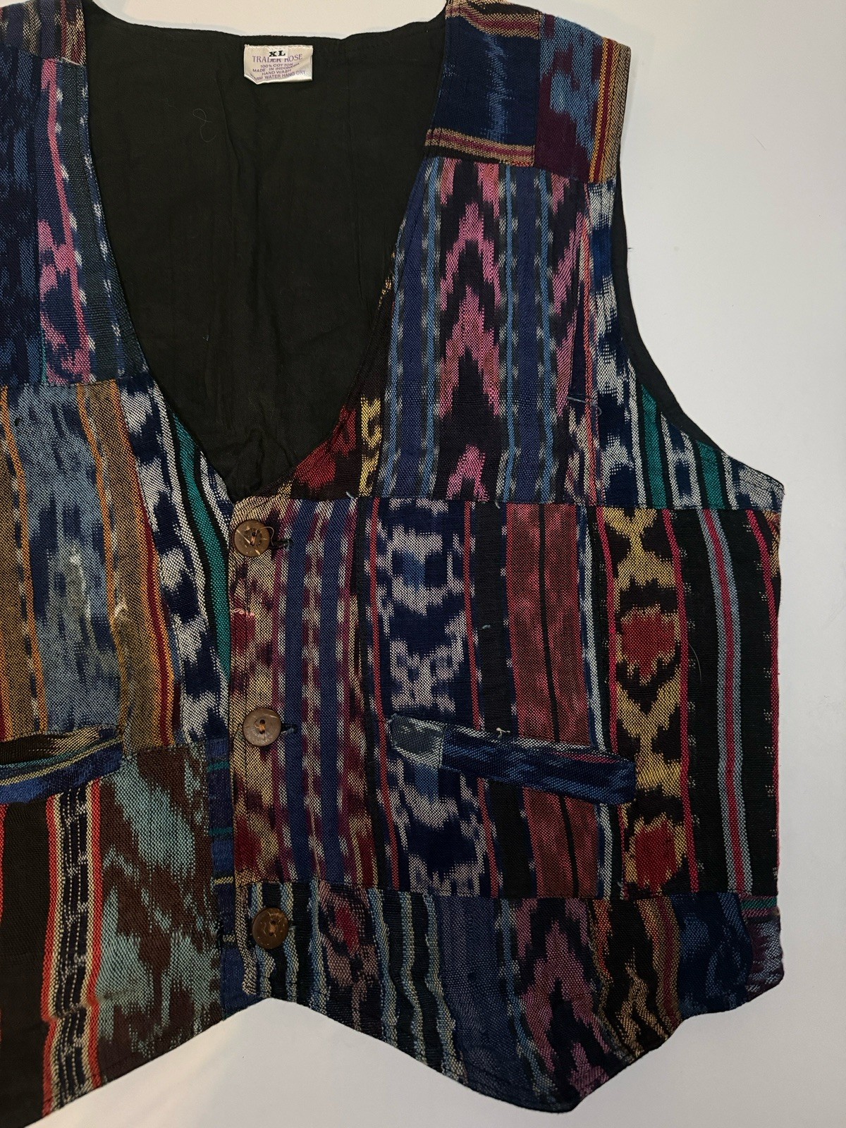 Patchwork Multicolored Vest Jacket XL Cotton Hipp… - image 3