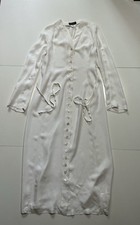 Ann Demeulemeester White Rayon Semi Sheer Button Front L/S Maxi Long Dress Sz.40