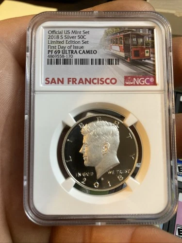 2018 S SILVER Proof Kennedy Half Dollar NGC PF 69 ULTRA CAMEO FIRST DAY OF ISSUE