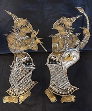 Vintage Thai Temple Gold Rubbing Traditional Rare Art Cloth, Musicians, Tribal