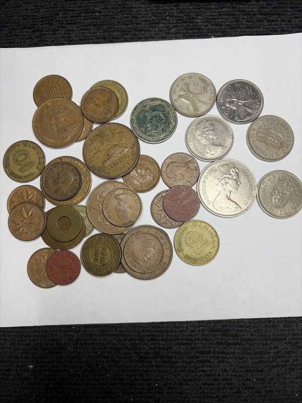 Mixed Lot of 30+ World Foreign Coins From Around the World! A Few Are Silver.