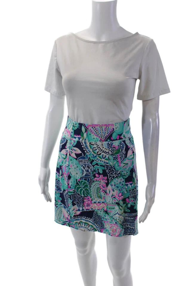 Falda floral de cactus cintura elástica verde marino grande Lilly Pulitzer para mujer Foto 2 de 4