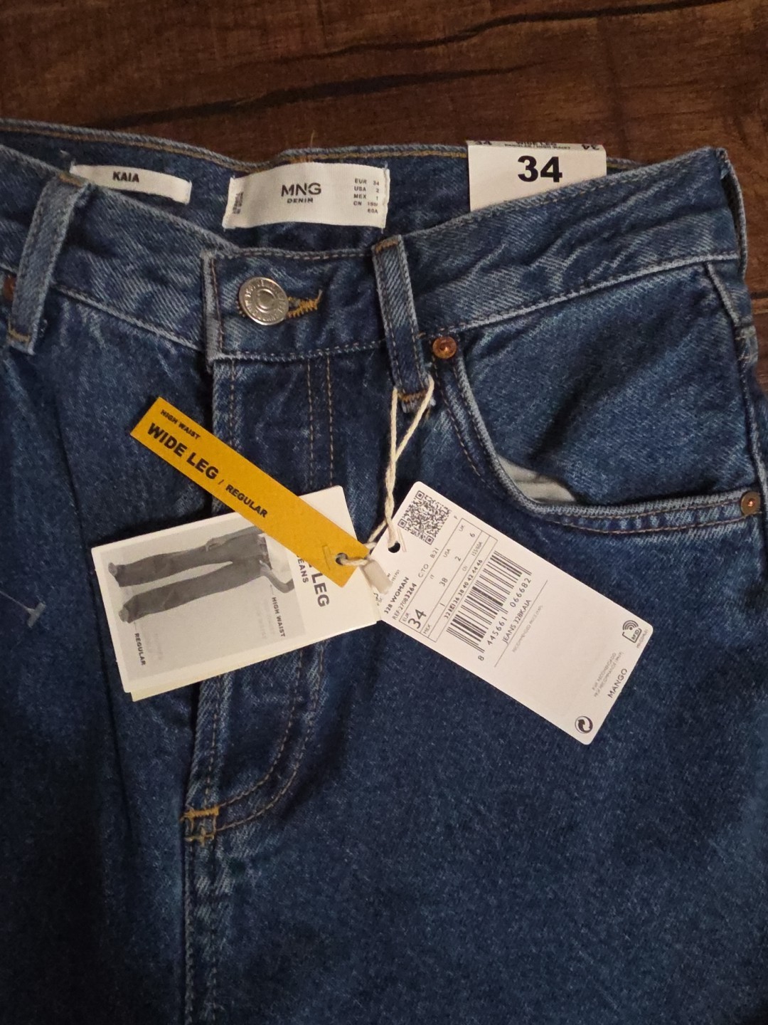 MNG Mango High Waist KAIA Jeans, Sustainable Cotton, Sz 2 US/36 EUR NWT Wide Leg thumbnail 2