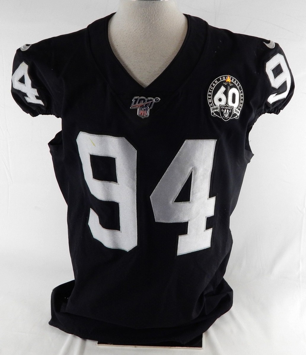 2018 Oakland Raiders Corey Liuget #94 Game Used Black Jersey 60th
