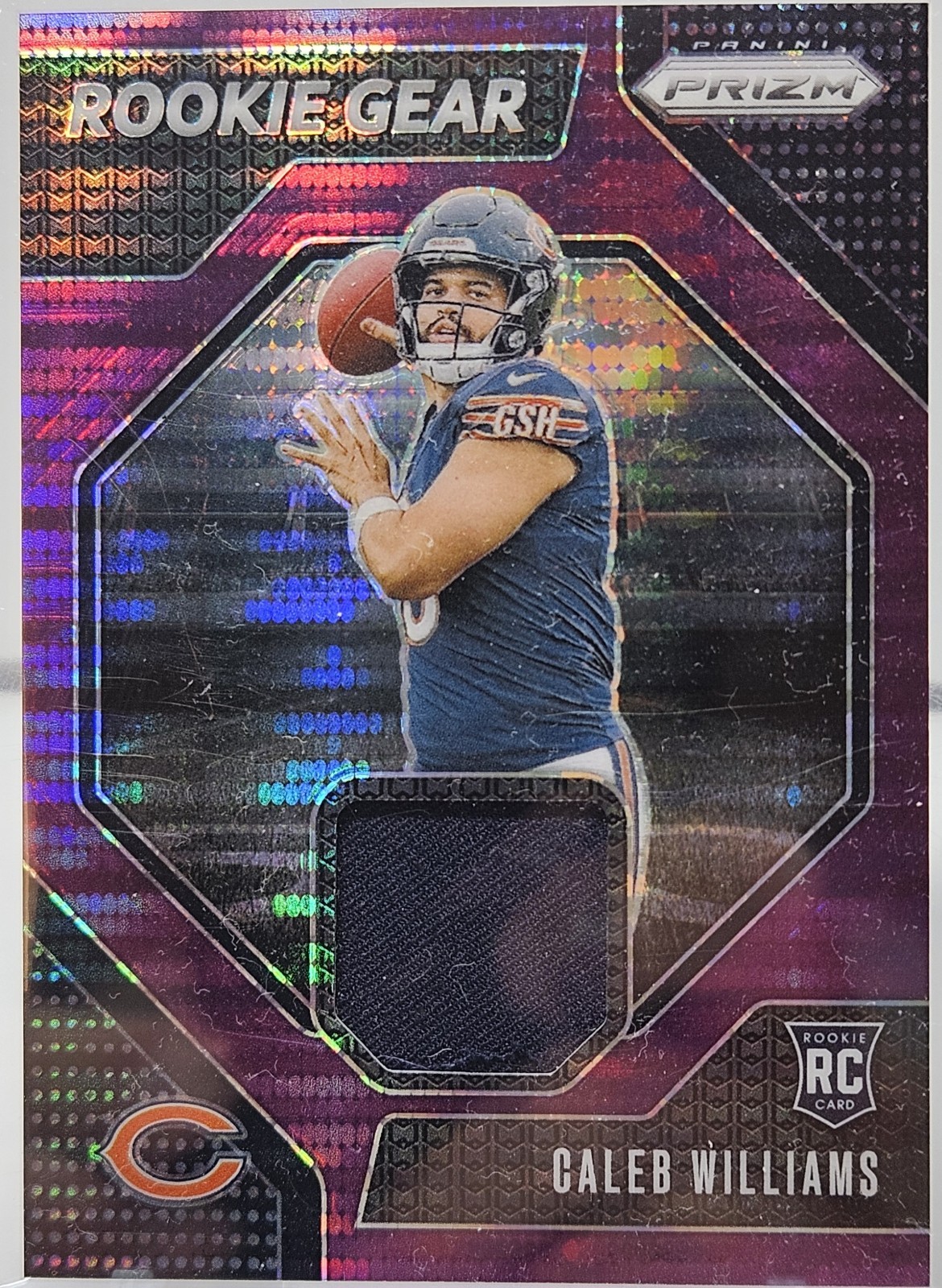 2024 Panini Prizm Rookie Gear Purple Pulsar #1 Caleb Williams Jersey