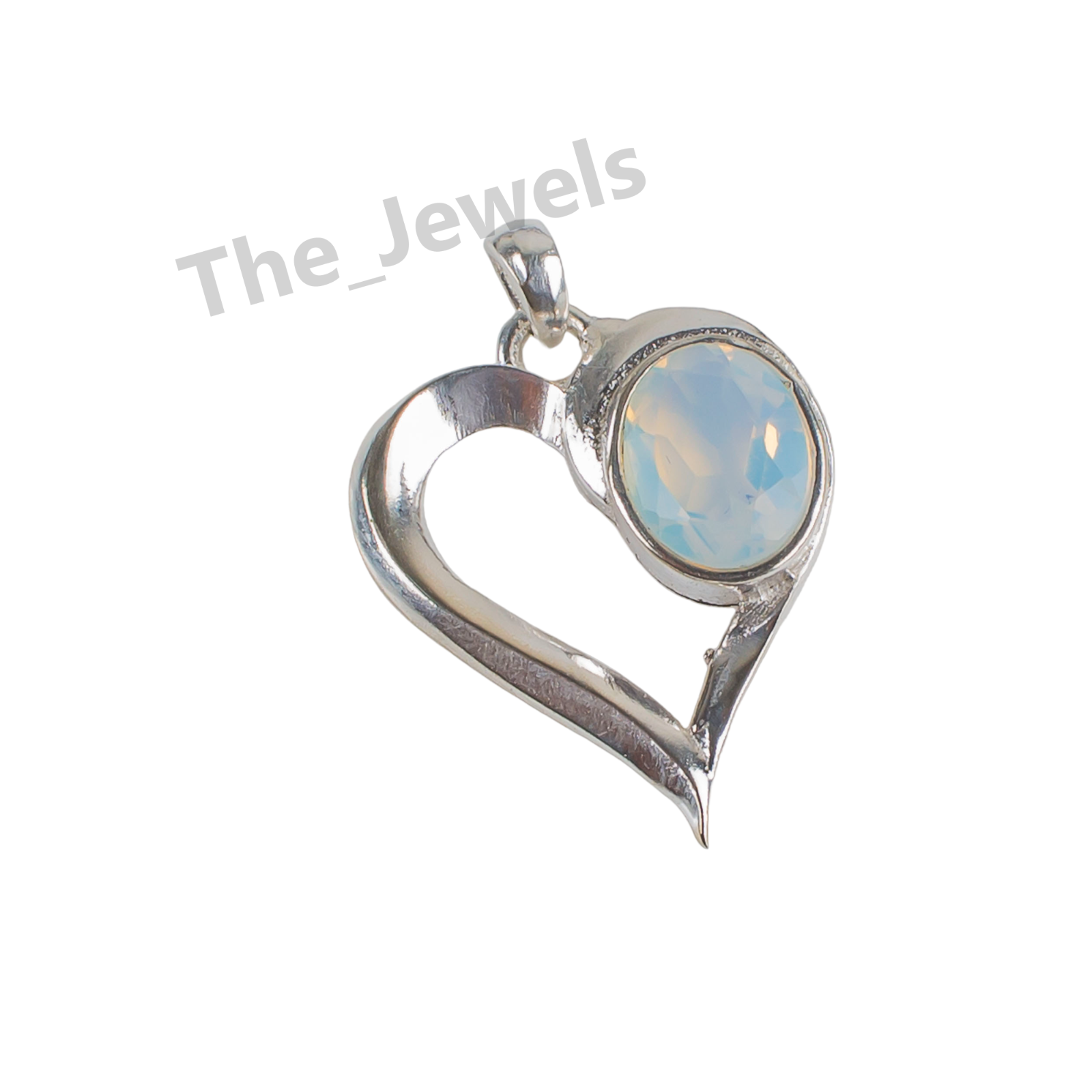 Natural Milky Opal Gemstone 925 Sterling Silver Heart Pendant Anniversary Gift