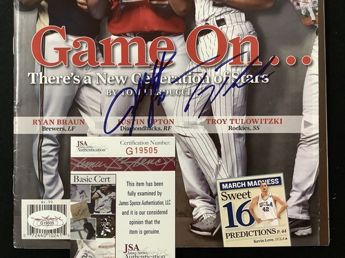 Justin Upton Signed Sports Illustrated 3/31/08 No Label Troy Tulowitzki Auto JSA - Picture 4 of 5