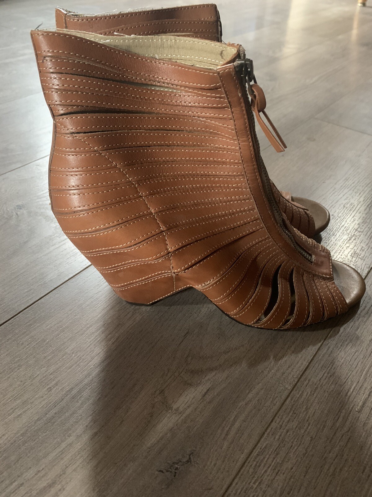 Levity Leather Summer Ankle Gladiator Booties wit… - image 2