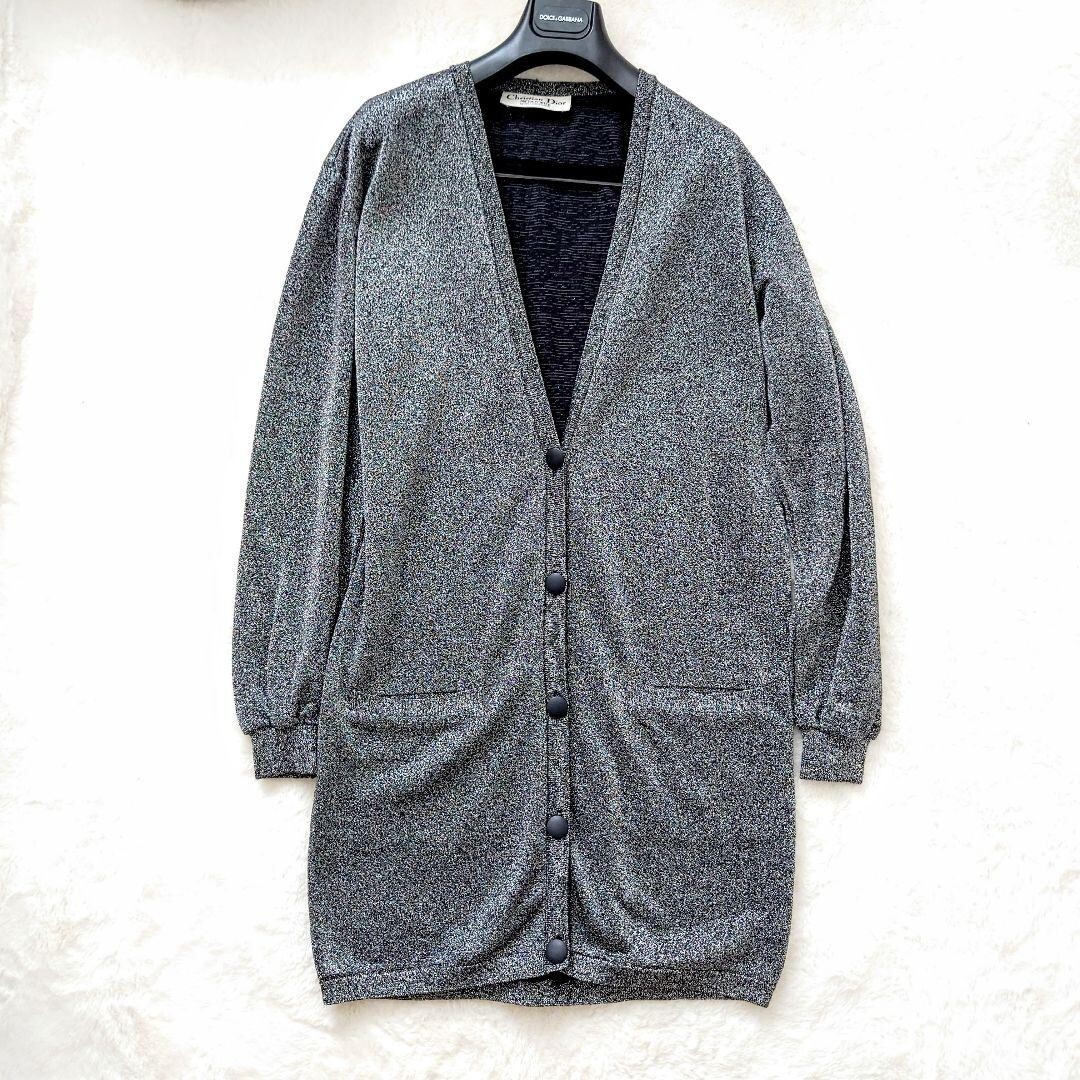 Christian Dior long Knit Cardigan Sweater Women 9 Glitter