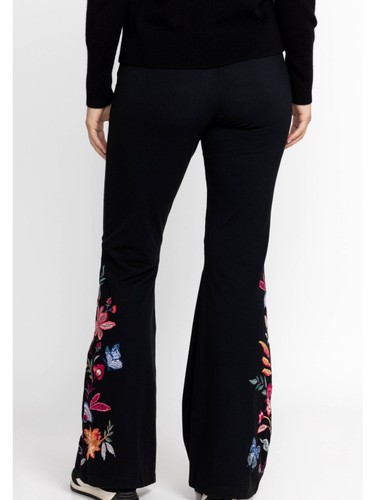 New Johnny Was Embroidered Cotton Flare Pants, Leggings, Size L - Picture 4 of 8