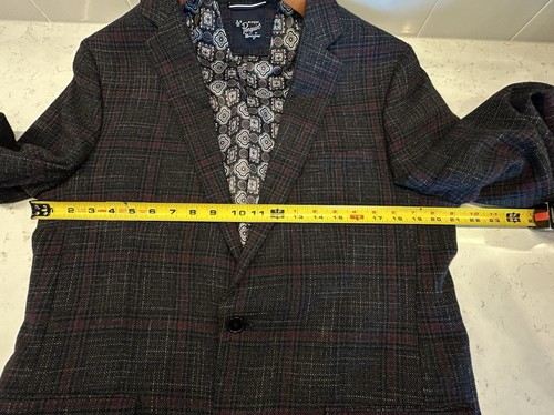 Original Penguin by Munsingwear 42R Navy Blue Plaid Blazer, Lightweight - Picture 9 of 14