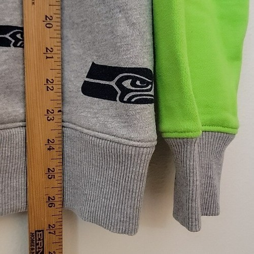 NFL Seahawk Gray Graphic Green Colorblock Long Sleeves Sweatshirt Junior 11/13 - Picture 11 of 15