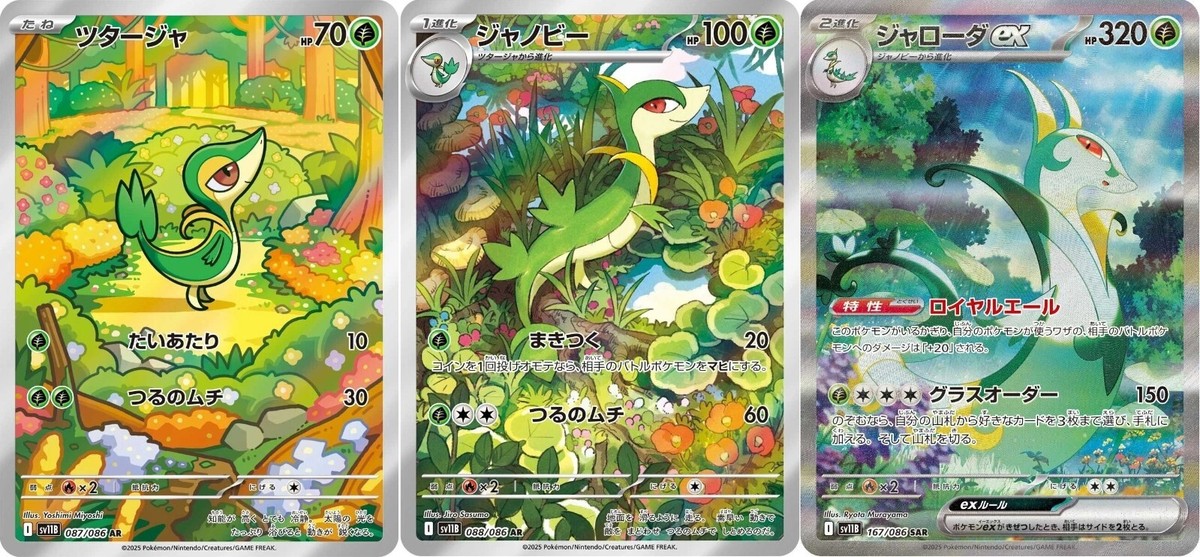 ポケモンカード　sr sar セット Pokemon Card Snivy Servine AR Serperior SAR 167/086 sv11B Black