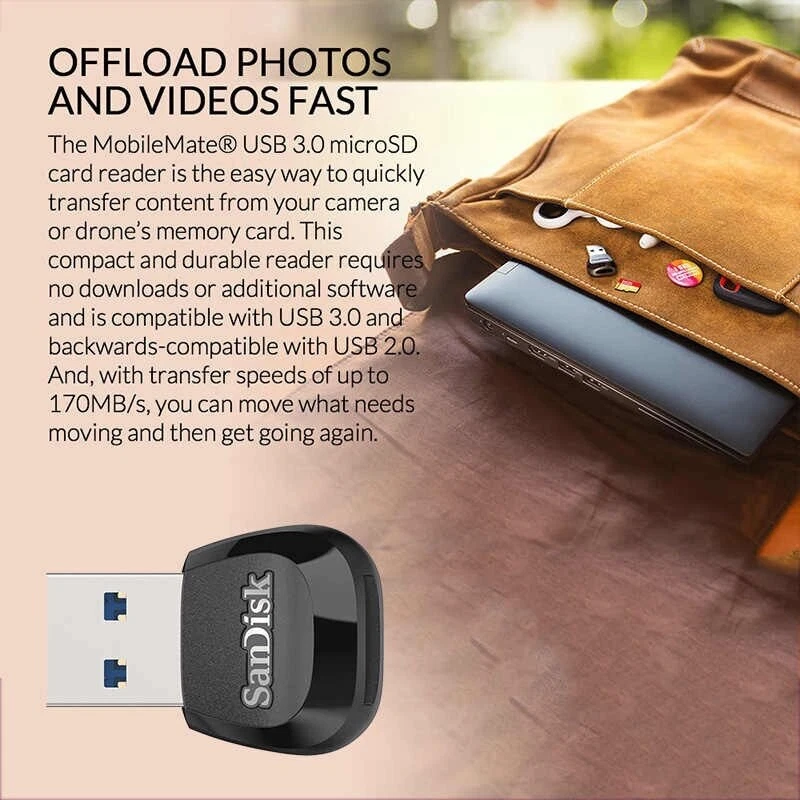 SanDisk Mobileme UHS-I USB 3.0 Lettore Memoria Scheda per Micro SD SDHC Sdxc-Uk - Immagine 4 di 4