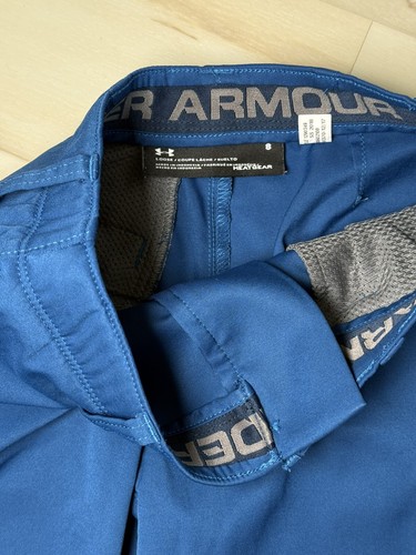 Youth Boys Under Armour Loose Fit Heat Gear Performance Shorts Blue Button Sz 8 - Picture 3 of 4
